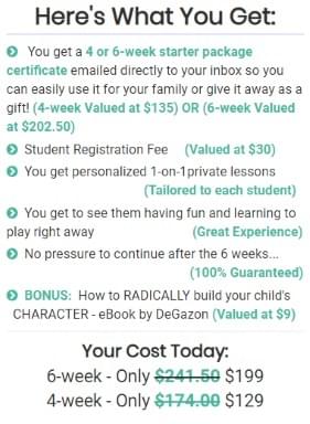 music lesson starter package details